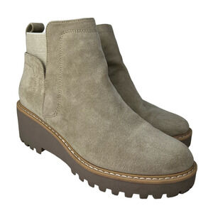 DV Dolce Vita Nude Bootie Women Size 7.5M Tan Rango Lug Sole Wedge Platform